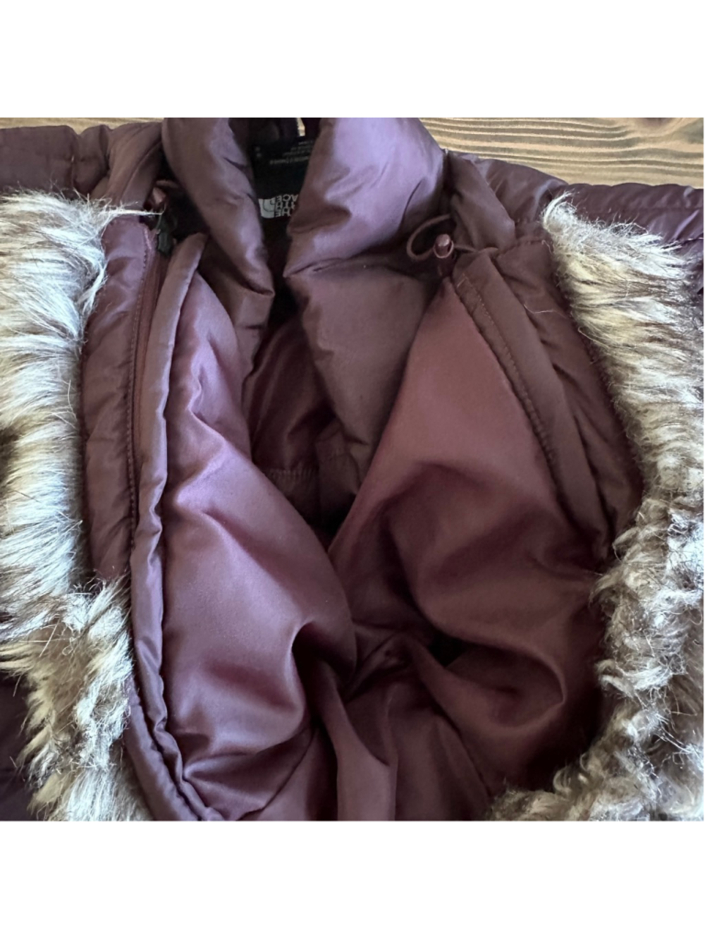 The North Face Purple Puffer Jacket M Faux Fur Hood Down Winter Coat - Picture 10 of 16
